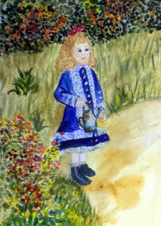 Renoir – Girl with Watering Can in watercolor