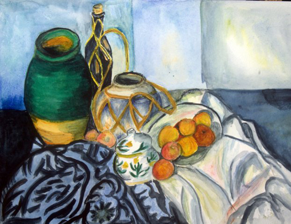 Cezanne Still Life with Apples In Watercolor